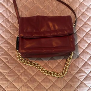 Marc Jacobs Deep Red/burgundy Crossbody Shoulder Bag Thick Gold Chain Fall Bag
